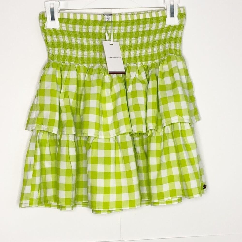 Girls Tommy Hilfiger Gingham Print Skirt in Sunny Lime